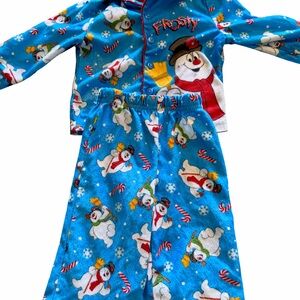 Frosty Kids Pajama Set - Blue Snowman Design